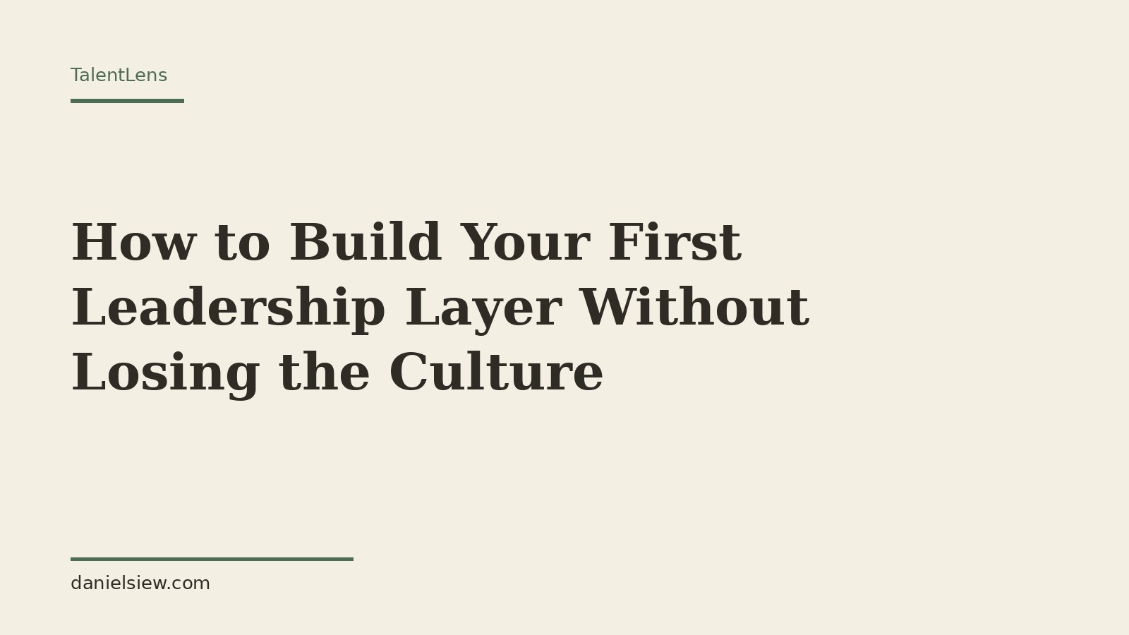 How to build your first leadership layer without losing the culture, an article from TalentLens by Daniel Siew.